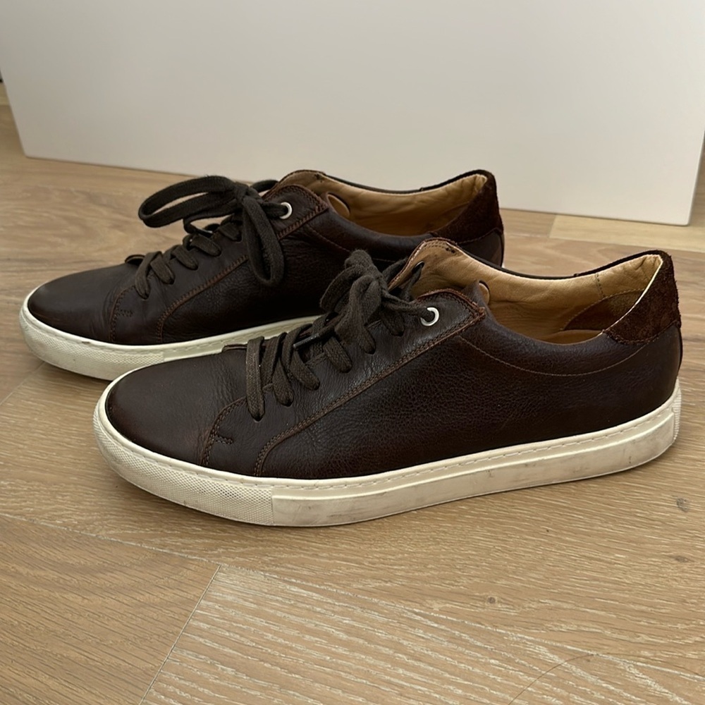 Suitsupply Brown Calf Leather White Sole Fashion Sneakers Lace Up Casual Mens 44